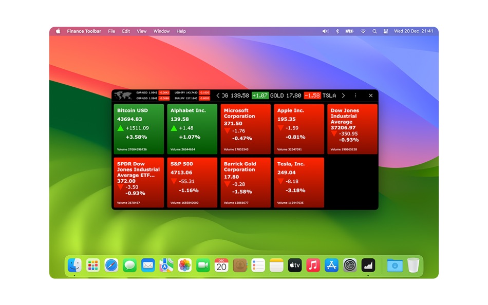 #5. Finance Toolbar - Stock Ticker (macOS) 由: Stefan Van Damme
