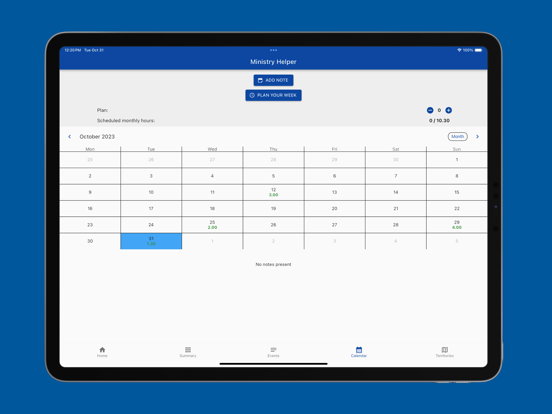 Ministry Helper iPad screenshot 4 - Productivity app