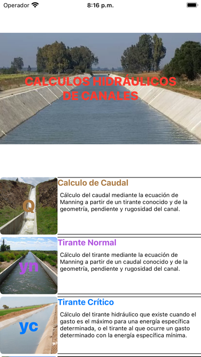 Hidraulica Canales Screenshot