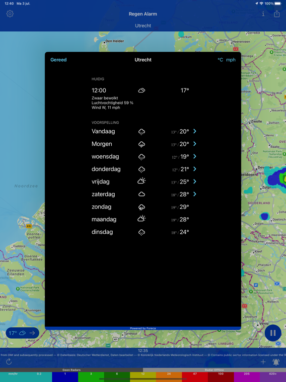 Regen Alarm Pro iPad app afbeelding 4