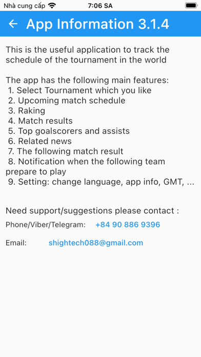 Match Schedule Screenshot