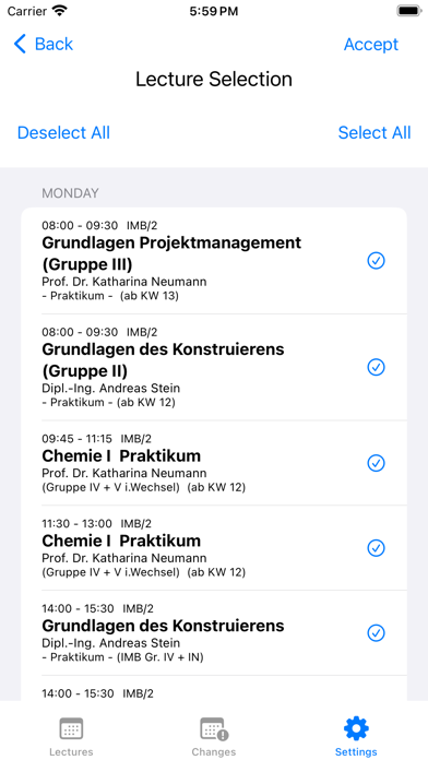 Stundenplan Hof Screenshot
