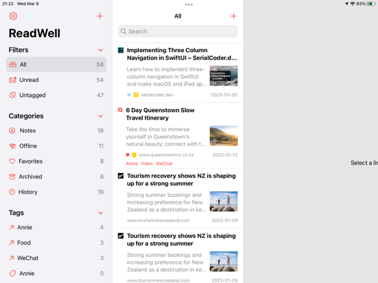 ReadWell: Save for later iPad screenshot 3 - News app