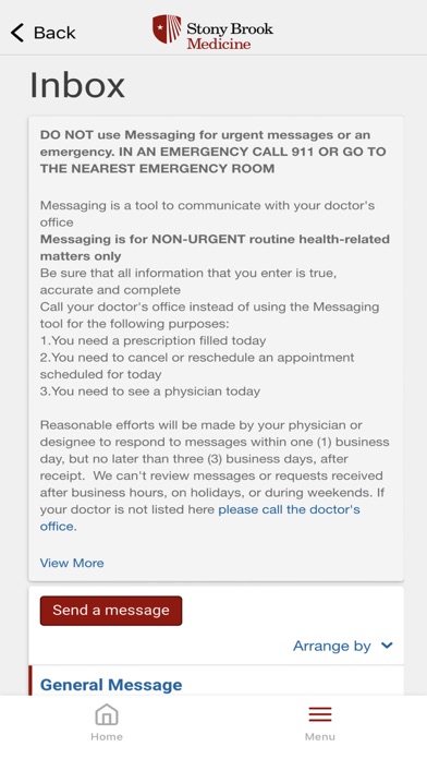 Stony Brook Med Patient Portal Screenshot