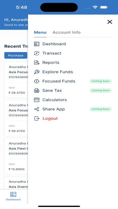 Optimoney - Mutual Funds App Screenshot