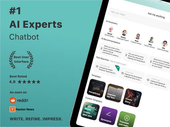 IntelliMind - AI Chat Experts iPad screenshot 1 - Productivity app