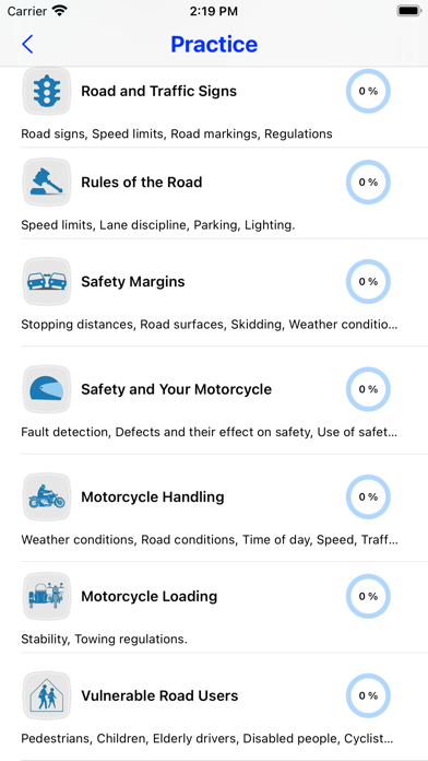 UK Motorcycle Theory Test Lite Screenshot