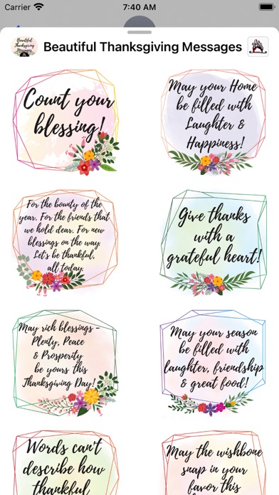 Beautiful Thanksgiving Message Screenshot
