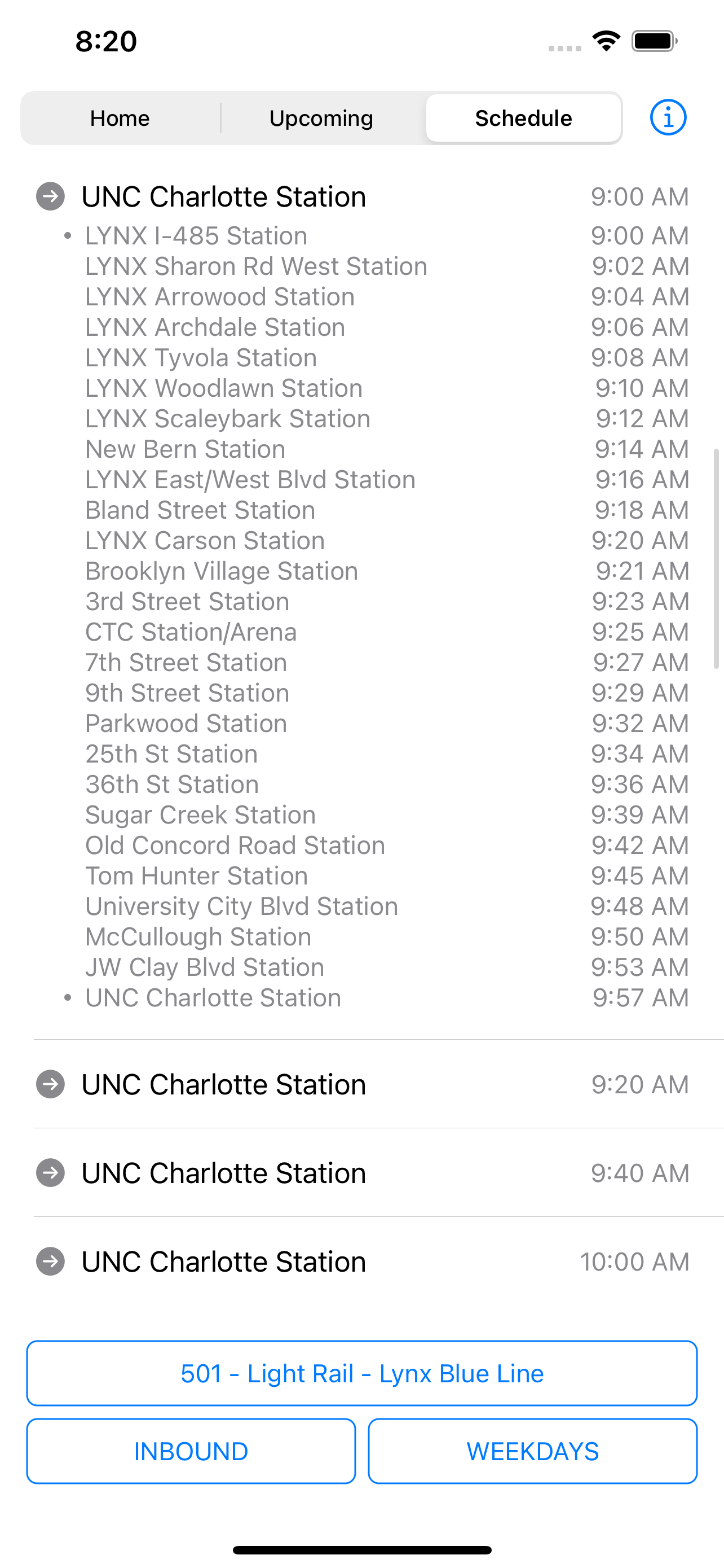 CATS Schedule screenshot 2