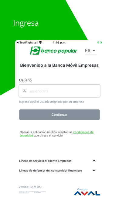 Banco Popular Empresas Screenshot
