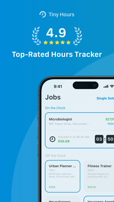 Screenshot #1 pour Tiny Hours Tracker, Time Clock
