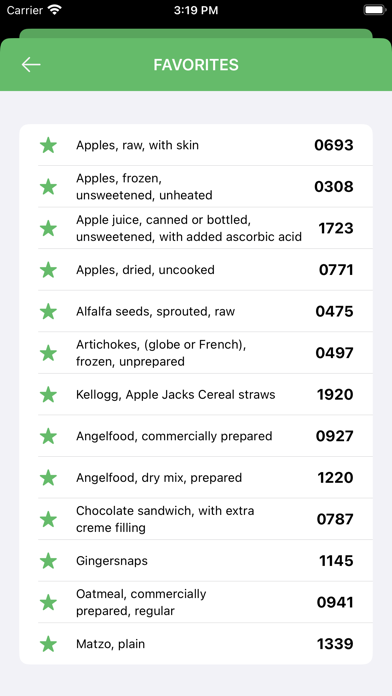 GG Food Codes Screenshot