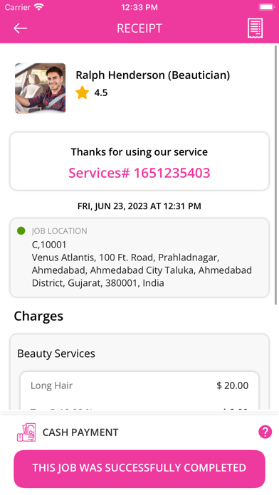 ProBeautician User Screenshot