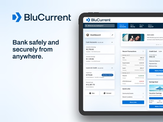 BluCurrent Mobile iPad screenshot 1 - Finance app