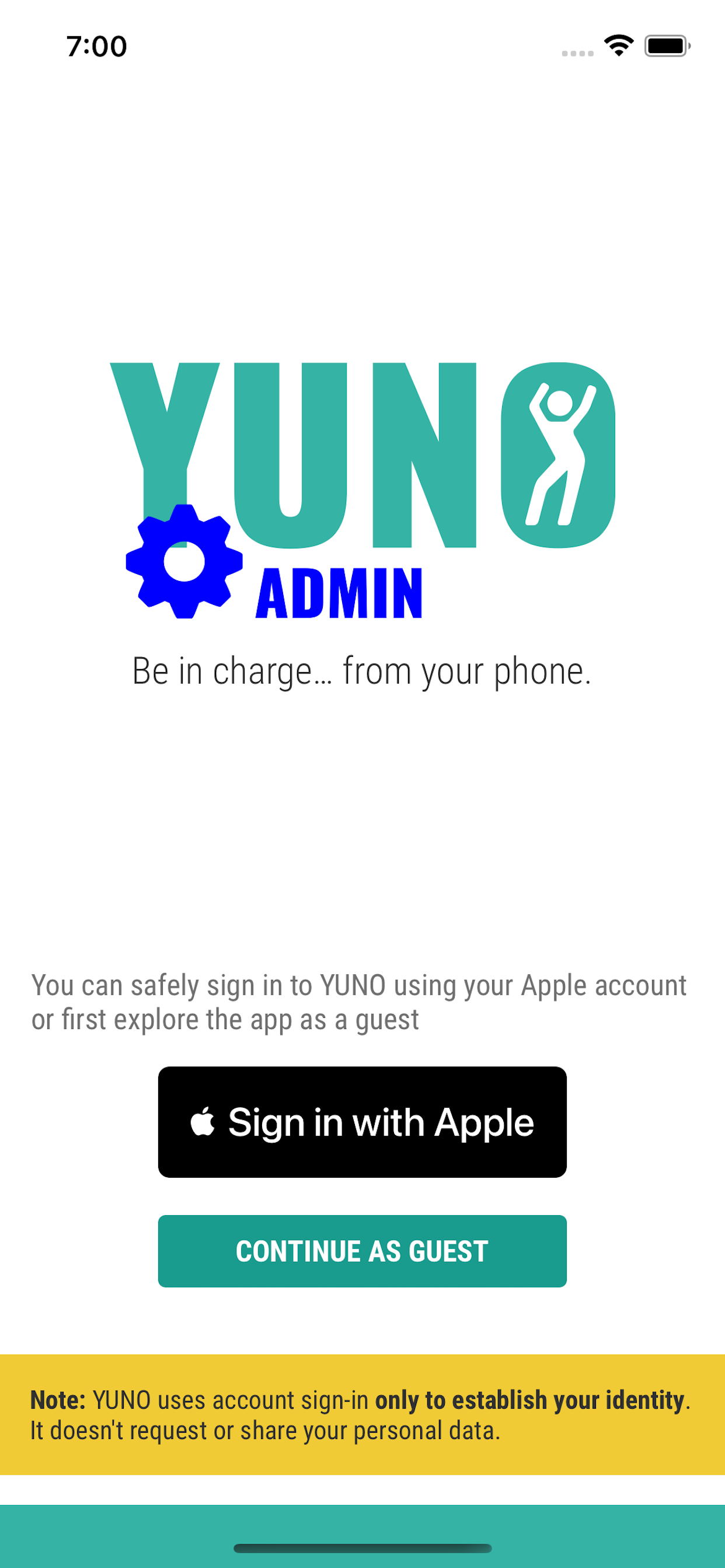 YUNO Admin App