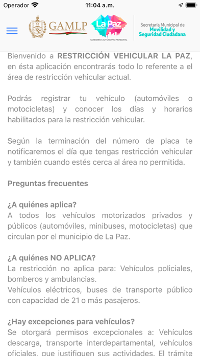 Restricción Vehicular La Paz Screenshot