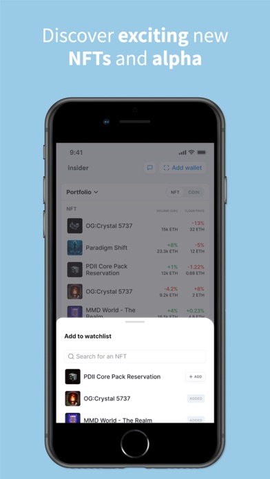 Insider - NFT Watchlist Screenshot
