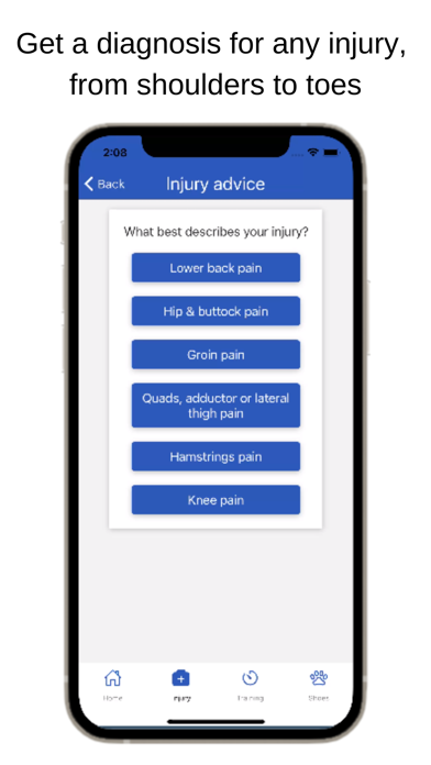 Injury diagnosis & recovery Screenshot
