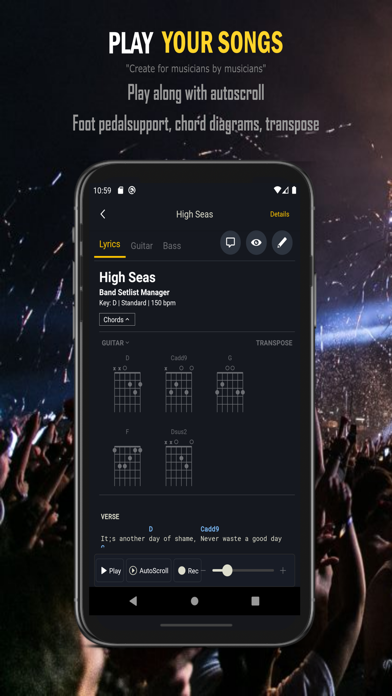Band setlist manager Screenshot