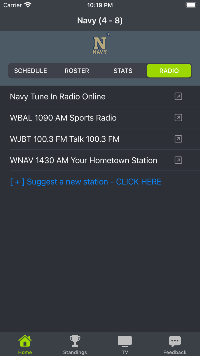 Navy Football Schedules