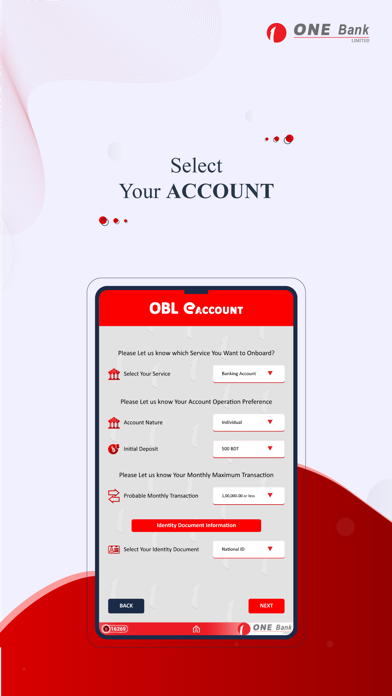 ONE Bank e-Account Screenshot
