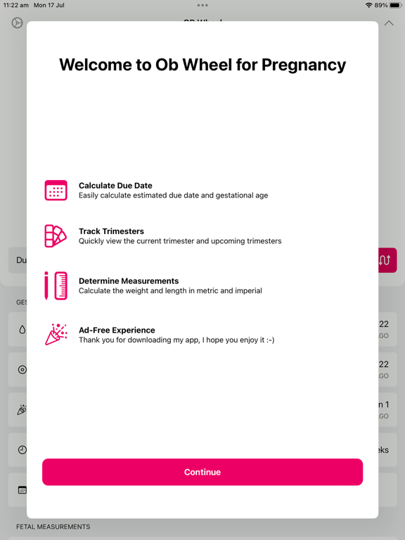 OB Wheel for Pregnancy iPad screenshot 2 - Medical app