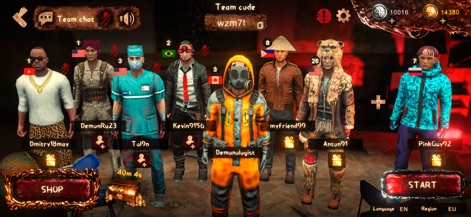 Mimicry: Multiplayer Horror - Los usuarios pueden apreciar la amplia personalización de personajes en la pantalla de espera, donde varios avatares únicos se preparan para la partida, destacando la experiencia multijugador y la identidad visual de cada participante.