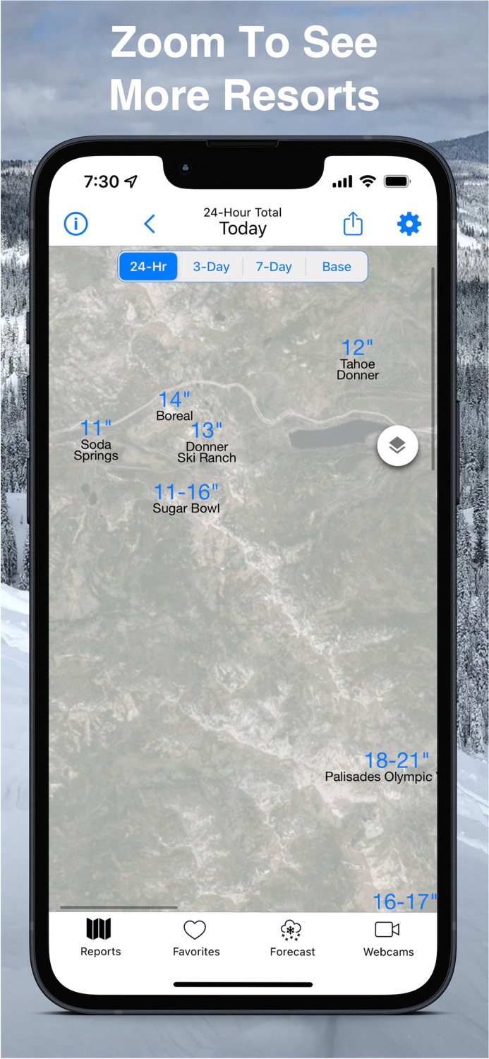 Tahoe Snow Map and Webcams