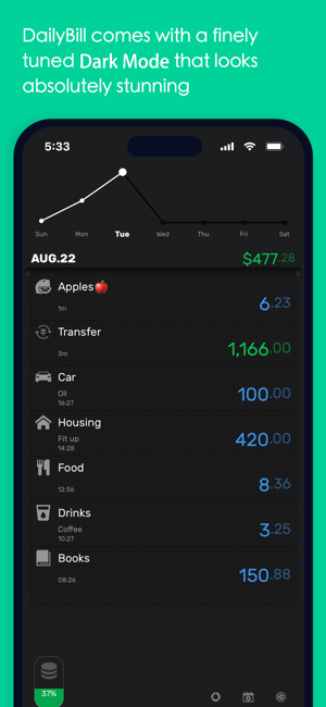 ‎DailyBill - Скриншот счетчика расходов