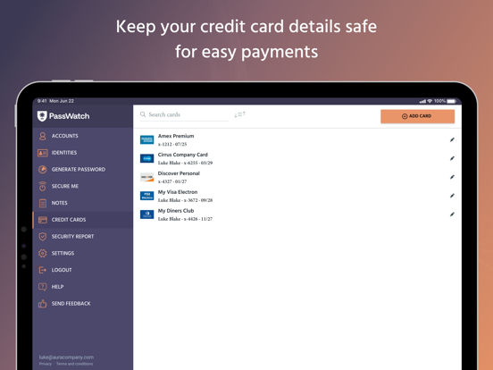 Passwatch Password Manager iPad screenshot