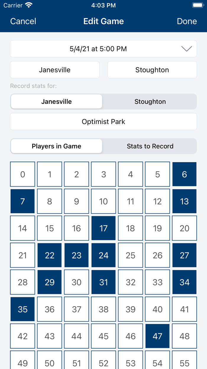 Men’s Lacrosse Stats