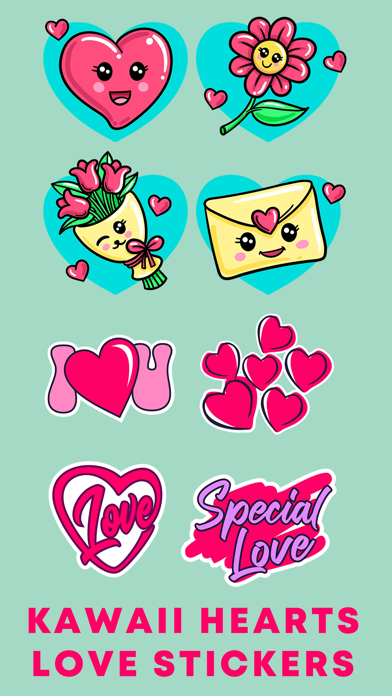 Screenshot #1 pour Kawaii Hearts Love Stickers