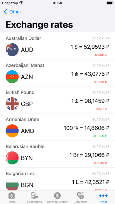 Exchange rates of Russia Screenshot