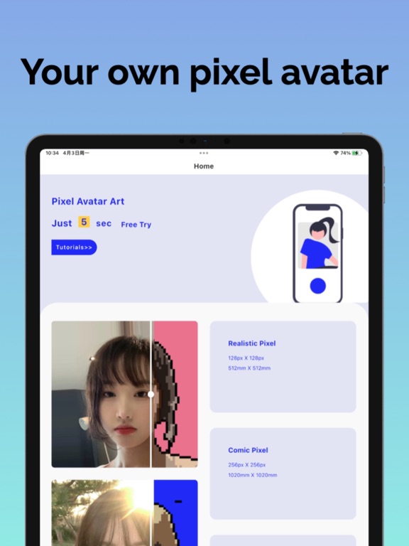 Pixel Avatar- AI Drawing Maker iPad screenshot 1 - Graphics & Design app