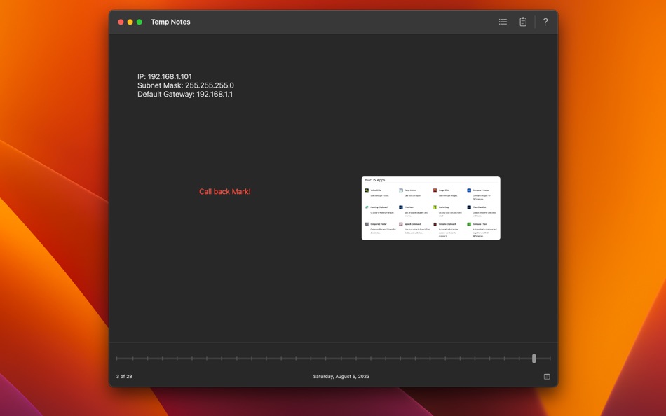 #2. Temp Notes (macOS) 由: Ebey Tech LLC