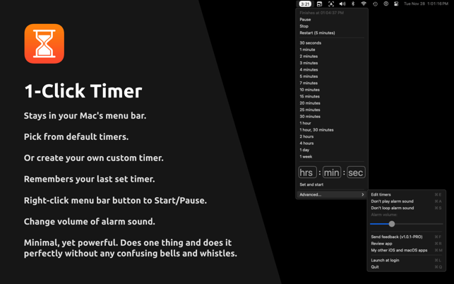 ‎MenuTimer menu bar tiny timer Screenshot