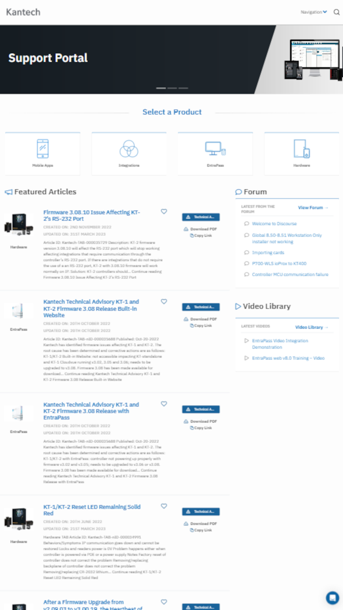Kantech Support Portal