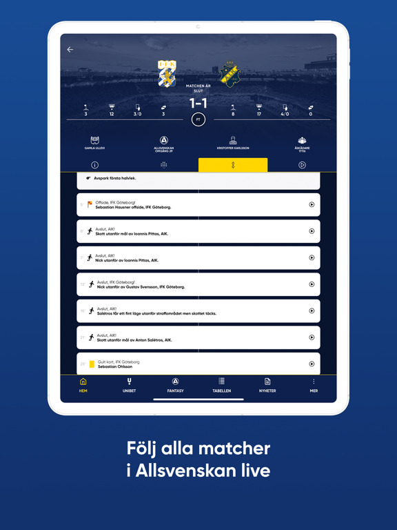Allsvenskan Live iPad screenshot 5 - Sports app