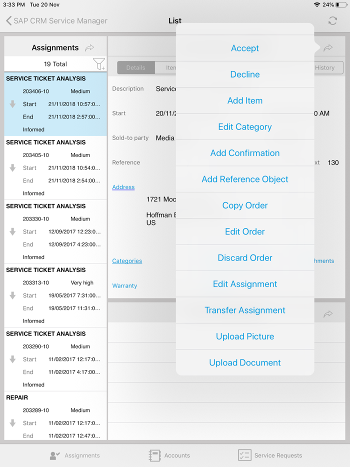 SAP CRM Service Manager
