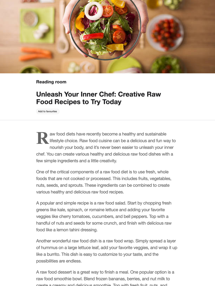 Raw Food Recipe  Meal Planner