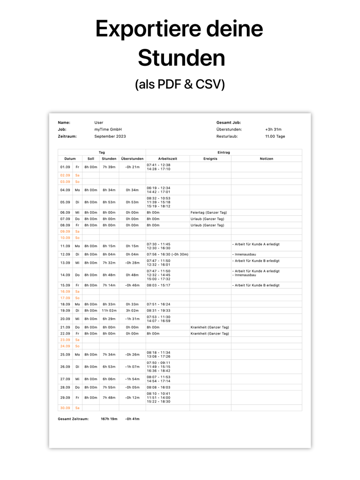 myTime - Zeiterfassung