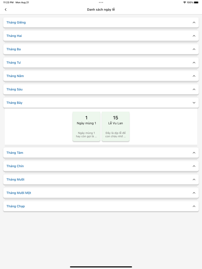 Nhắc Ngày Lễ Âm Lịch