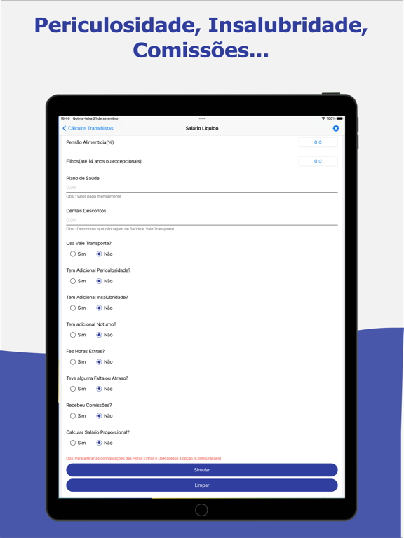 Cálculos Trabalhistas iPad screenshot 4 - Finance app