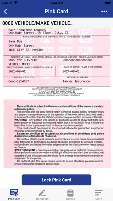 MyTanner Insurance Screenshot