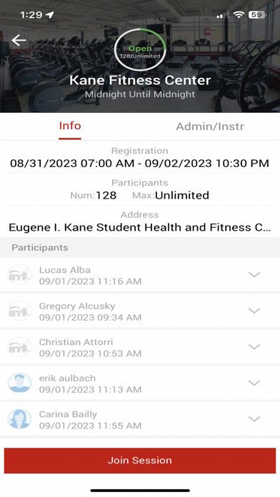 Catholic University Fitness Screenshot