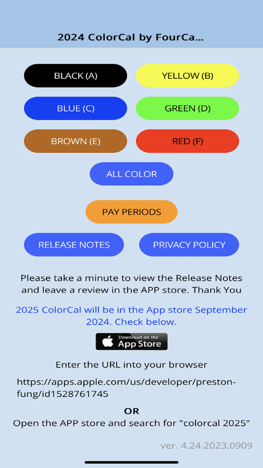 2024 ColorCal by FourCatsApp (iOS) Podle: Preston Fung