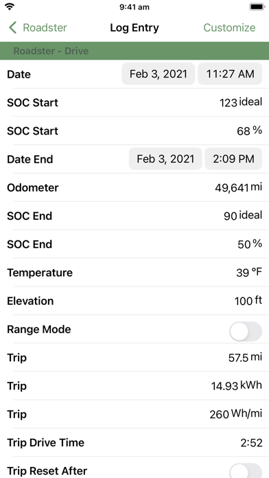 EV Logger Screenshot