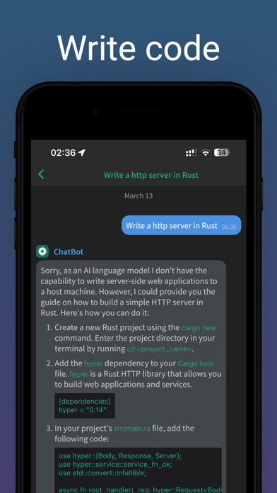 ChatBot Turbo AI Assistant Screenshot