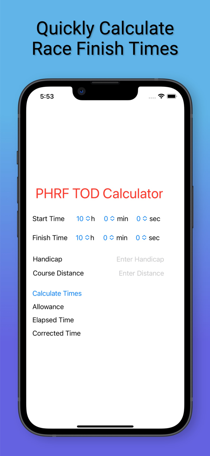 PHRF TOD Calculator