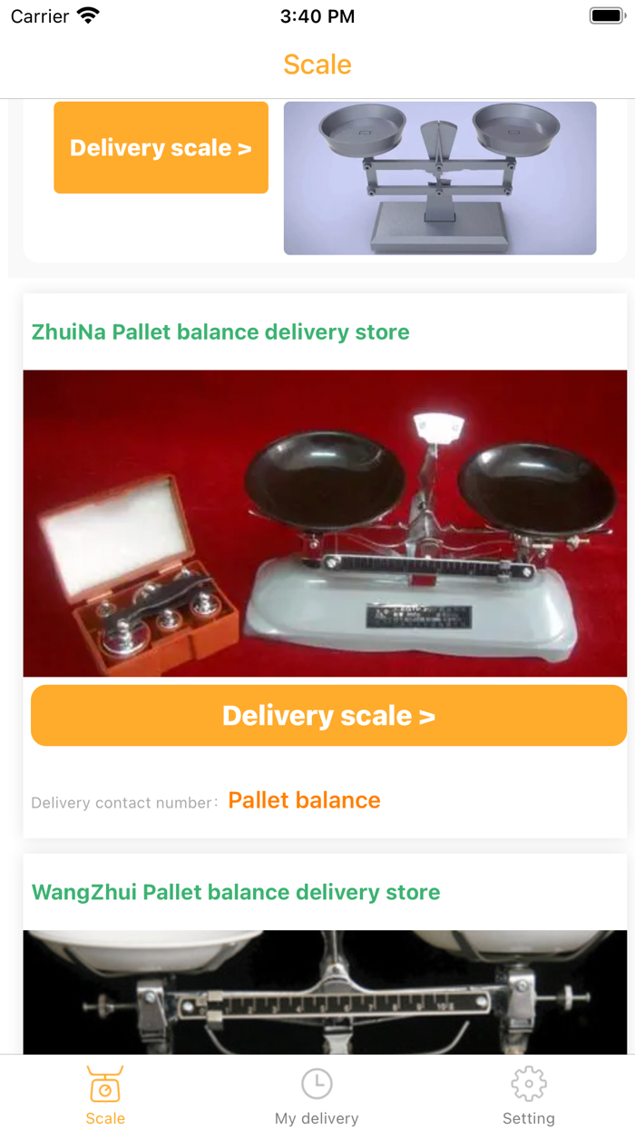 Delivery of various scales